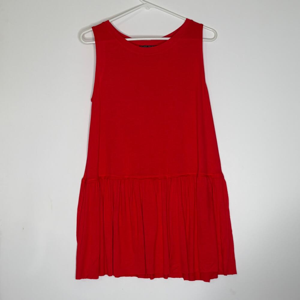Shop Basic USA Red Sleeveless Drop Waist Tunic Dress M
